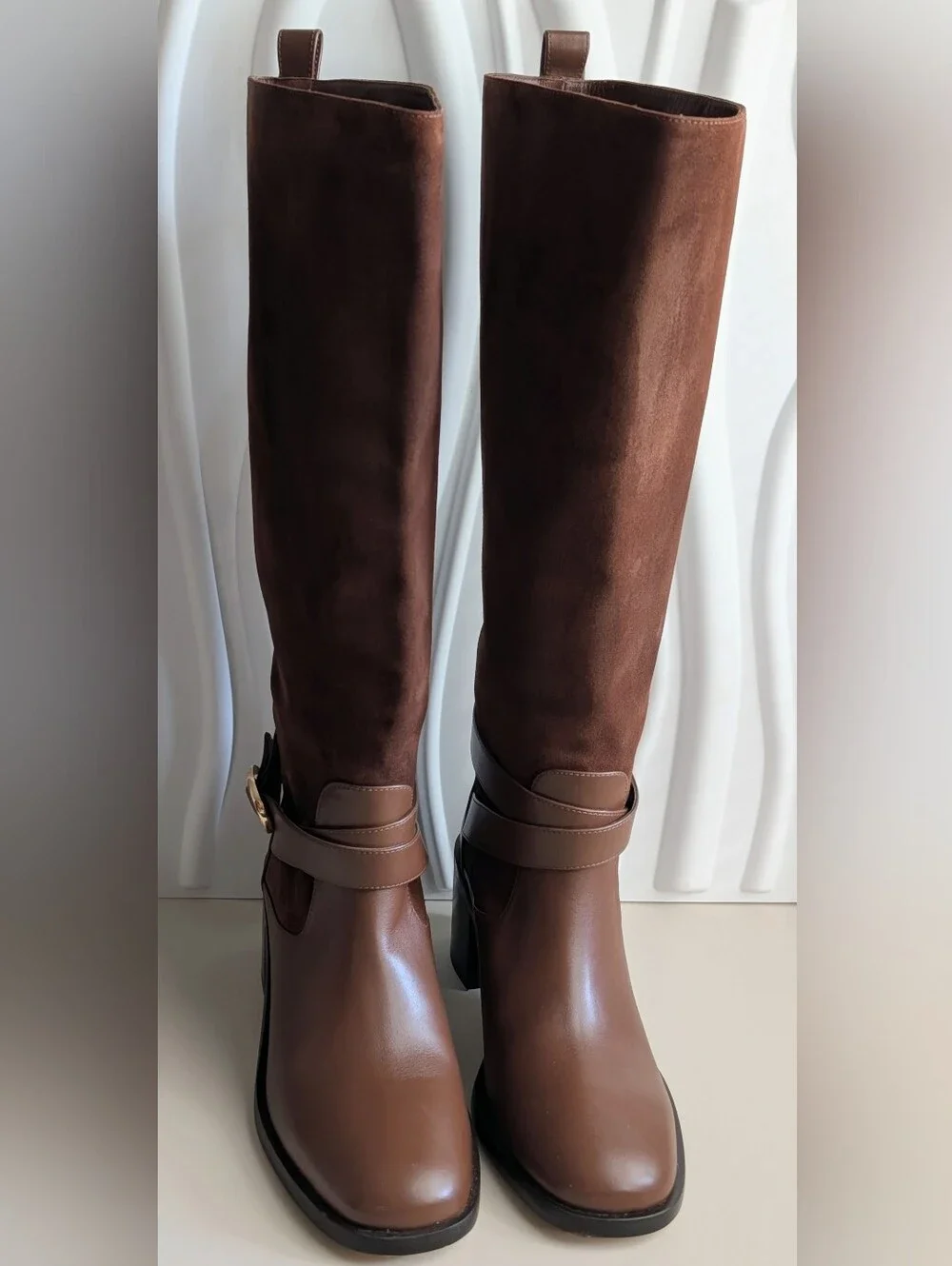 Stuart Weitzman Benni Riding Boot 55 Deep Coffee Suede Leather NWT 8